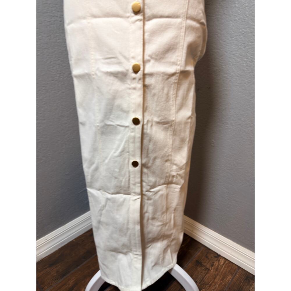 Candescent Women's Midi Dress Size S Ivory Button Front Collared Dress - Picture 3 of 6